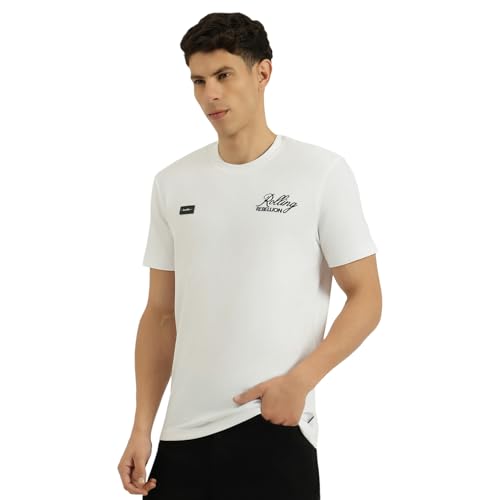 United Colors of Benetton Relaxed Fit Round Neck Graphic Print T-Shirt (Size: 2XL) - 26P3089J3206I101 White