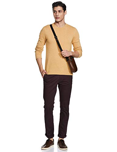 Indian Terrain Men's Slim Fit Casual Trousers (ITMTR00284_Burgundy_38W x 33L)