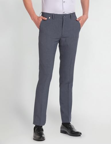 Arrow Mid Rise Flat Front Trousers Dark Grey