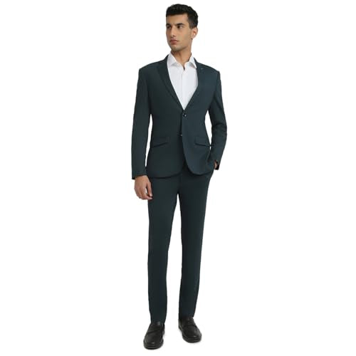 Park Avenue Men Super Slim Fit Solid Pattern Rayon Blend Notch Lapel Full Sleeve Formal Suit