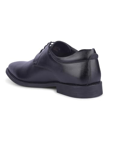 Liberty Healers SAGAR-16 Formal Lacing Derby Shoes for Men with TPR Sole | PU Outsole-Suitable for Office Work | Comfortable & Lightweight | Cushioned Footbed | Durable & Trendy Design (Black-45 EU)