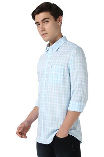 Men Blue Slim Fit Check Shirt