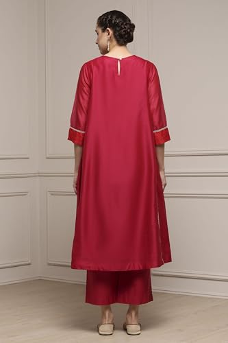 Biba Women's Chanderi Silk Kurta Set (SKDDBRI30805AW25PNK_Pink