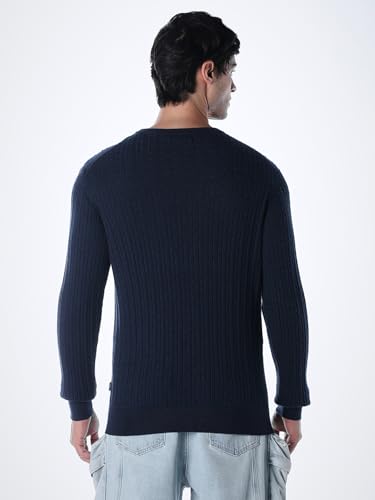 Jack & Jones Men Slim Fit Navy Blue Sweater
