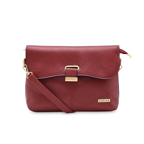 Fastrack Solid Structured Sling Bag for Women, Girls and Ladies |with Top Zipper and Detachable Strap