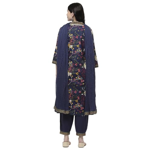 Rangriti Women Navy Cotton Straight Kurta Set_36