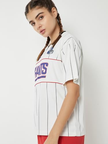 Max Women NFL Printed Boxy T-Shirt (Off White_M)