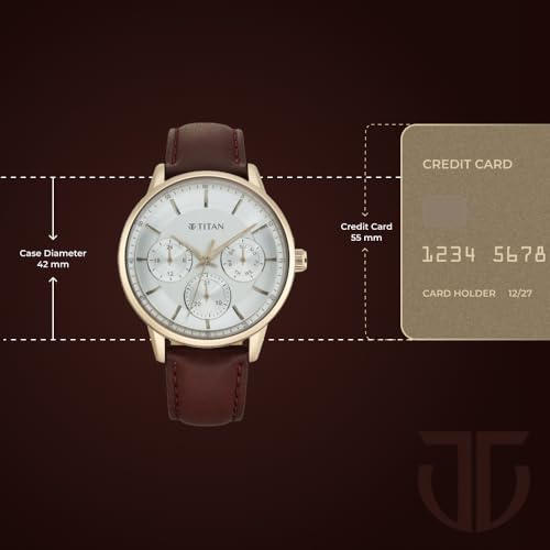 Titan Urban Magic Quartz Multifunction Silver Dial Brown Leather Strap Watch for Men - NT90133WL01