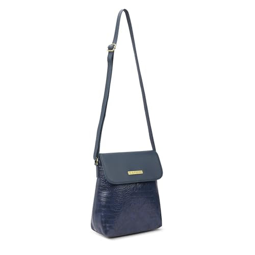 Caprese Pupa Large Crossbody Bag for Women with Adjustable Strap | Versatile Handbag with Zipper & Magnetic Button Closure for Everyday Use, Travel, and Special Occasions (Navy Blue)