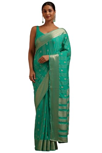 Soch Womens Green Georgette Zari Woven Saree