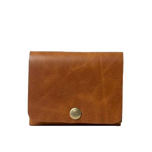 Strutt Crushed Textured Genuine Leather Batua Wallet for Men & Women | Handcrafted Tan Leather Cash & Card Holder | Snap Button Closure | Compact Ethnic Money Pouch