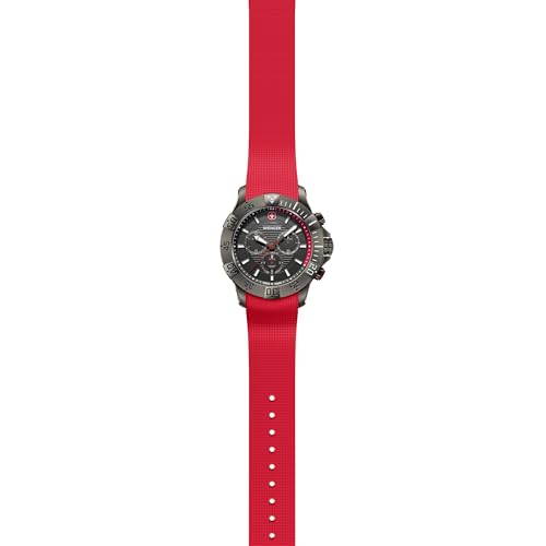 WENGER Seaforce Chrono Swiss Made 43 mm, Black Dial, Red Silicone Strap, Men's Watch - 01.0643.128