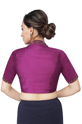 RENE Magenta Cotton Tussar Hand Embriodered Blouse(D-1005526-34)