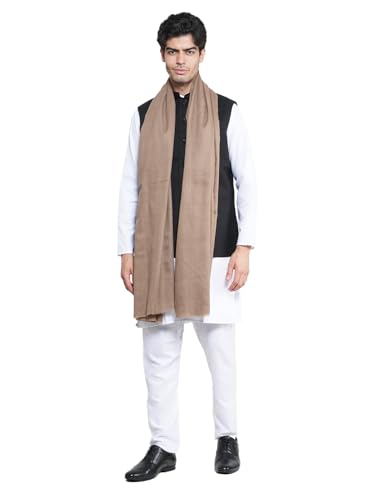 MUFFLY Men's Fine Wool Solid Shawl, Extra Soft Warm - Light Weight,Brown size-40 inch*80 inch