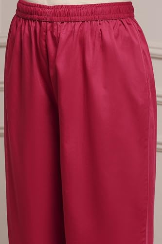 Biba Women Pink Cotton Blend Straight Printed Suit Set_46