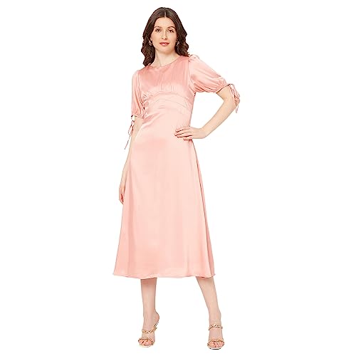 Madamee Women Peach A-line Dress,L