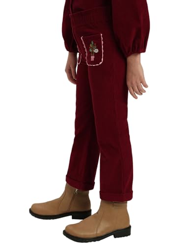 VERO MODA Girl Mid Rise Regular Fit Maroon Pants