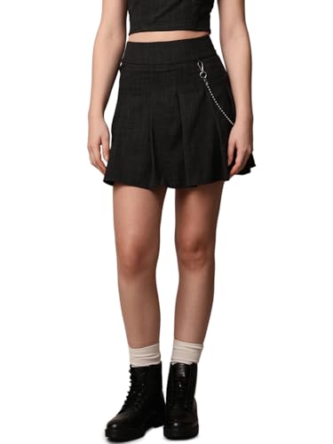 ONLY Women Solid Regular Fit Casual Black A-line Skirt