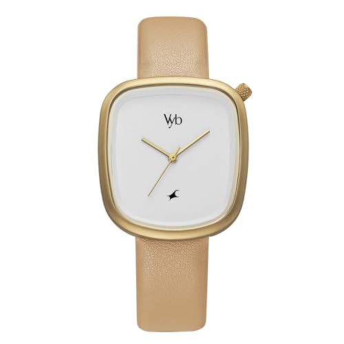 Fastrack Vyb Quartz Analog White Dial Leather Strap Watch for Women-FV60018YL01W