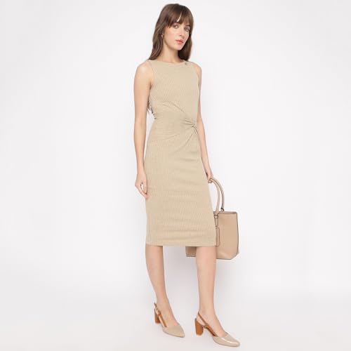 GUESS Sand Melange Textured Scoop Neck Sleeveless Ernestine Bodycon Dress
