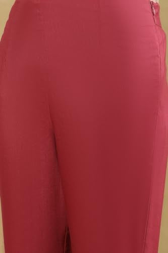 W for Woman Folksong Strechable Slim Pants for Women | Trousers for Women Magenta Haze