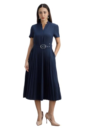 Women Navy Solid Formal Dress
