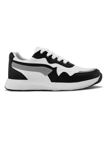 XE Looks Women's Black Sneakers | Trendy Textured Design with Lace-Up Closure | Lightweight & Stylish Sneaker Shoes For Girls & Women