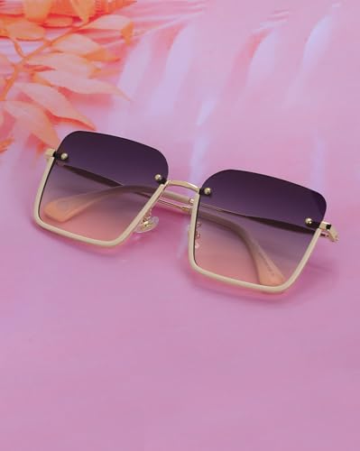 Carlton London Premium Gold Toned & UV Protected Lens Oversized Sunglass for women