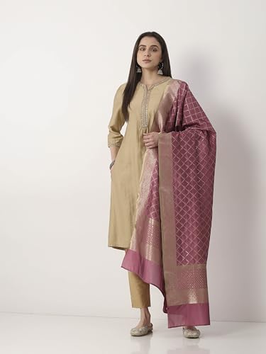 BIBA Women Onion Pink Art Silk Dupatta_FREE SIZE