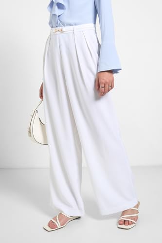 Annabelle by Pantaloons Women's Loose Casual Pants (SS25WWANBWV00071C36A33 DE Blanc