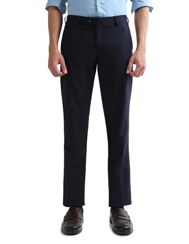 Arrow Men's Dobby Regular Fit Trousers (ARAKTR2039_Navy_38)