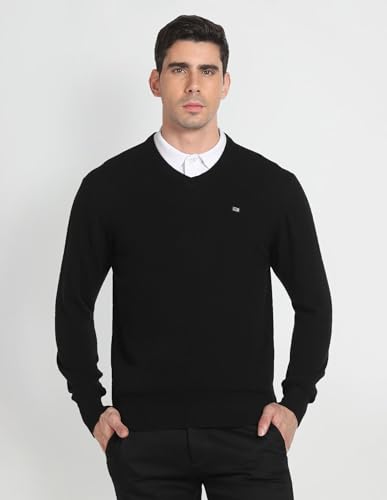 V-Neck Solid Sweater Black