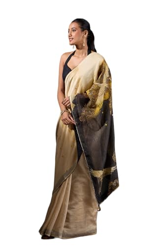 Taneira Women Beige Pure Silk Cotton Embroidered Saree with Unstitched Blouse Piece (SAPP01AA1367-Beige)