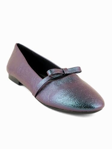 DROP BOLD Green Textured Round Toe Ballerinas With Bows For Women And Girls