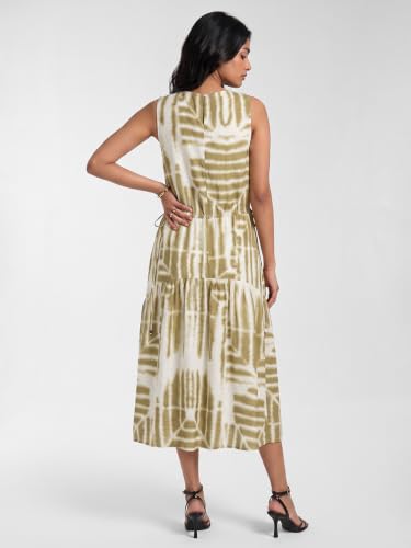 Max Women Printed Midi Dress (White_XS)