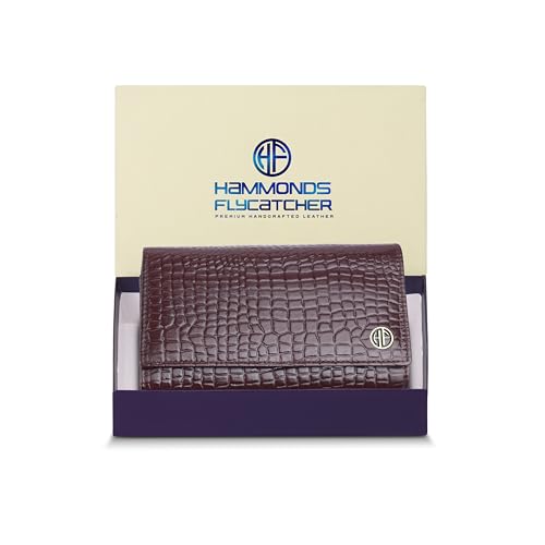 HAMMONDS FLYCATCHER Genuine Leather Wallet for Woman with 8 Card Slots - Clutch Purse for Women, Ladies Wallet for Women Stylish, Ladies Purse for Women Wallet - Croc Redwood