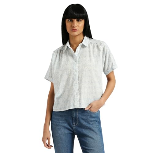 Pepe Jeans Women's Floral Relaxed Fit Shirt (PL304901_Blue