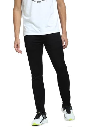 JACK & JONES Mens Black Glenn Slim Fit Low Rise Jeans