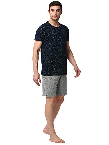 VIMAL JONNEY Cotton Blend Night Suit Co-ord Set for Men with Round Neck Half Sleeve T-Shirt and Short-T_P1NVY_D11_P1MLG_02-M