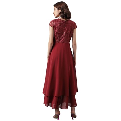 Latin Quarters Women Maroon Sequinned Dress