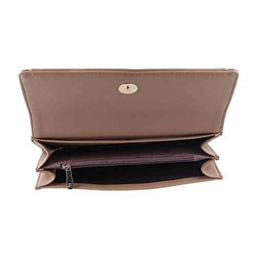 Mochi Womens Synthetic Beige Clutch (One Size)