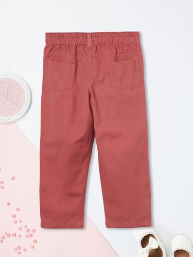 Max Girl's Mom Fit Solid Cotton Trousers