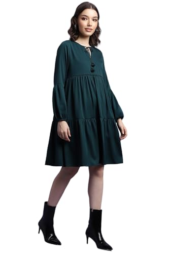 FOREVER 21 women's Polyester A-Line Knee-Length Casual Dress (FWA23DDRF0029_Green