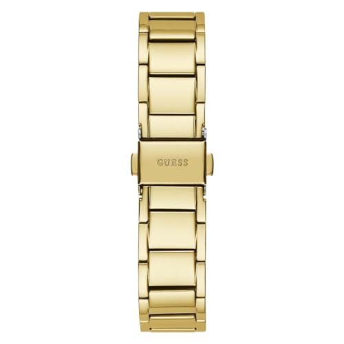 GUESS Solstice Analog Watch for Women with Clear Round Dial & Gold Stainless Steel Bracelet Band Water Resistant Women's Wrist Watches - GW0403L2