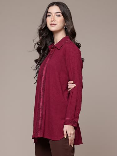 Ritu Kumar Magenta Solid Full Sleeve Shirt