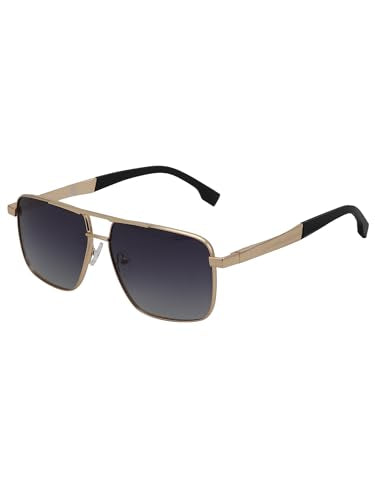 Carlton London Unisex Premium Rose Gold & Black Toned Grey UV with Polarized Lens Square Sunglass