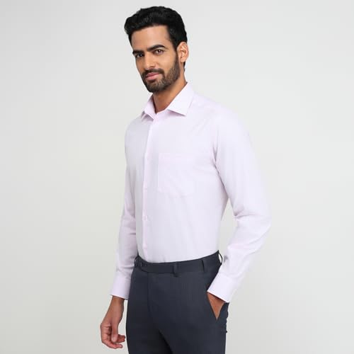 Park Avenue Men Reguler Fit Stripe Pattern Pure Cotton Semi Cutaway Collar Full Sleeve Formal Shirt Red