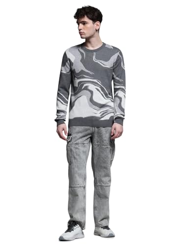 Jack & Jones Men Regular Fit Grey Sweater
