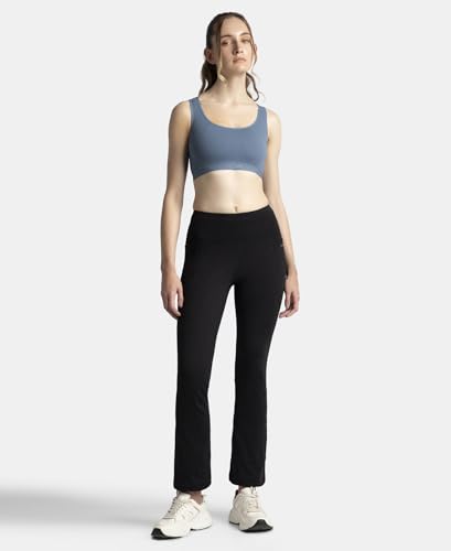 Jockey AP20 Women's Wirefree Padded Tactel Nylon Elastane Stretch Full Coverage Racerback Styling Sports Bra with StayFresh and StayDry Treatment_Frost_M