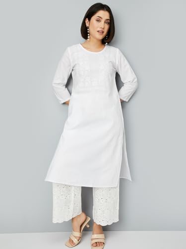 Max Women's Polycotton Regular Kurta (SCEKSU25VE_Off White